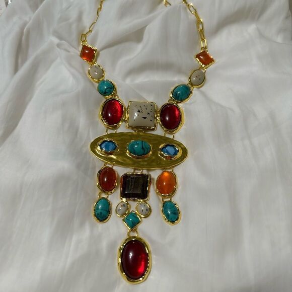 Boho stone drop necklace M596 - Picture 3 of 5